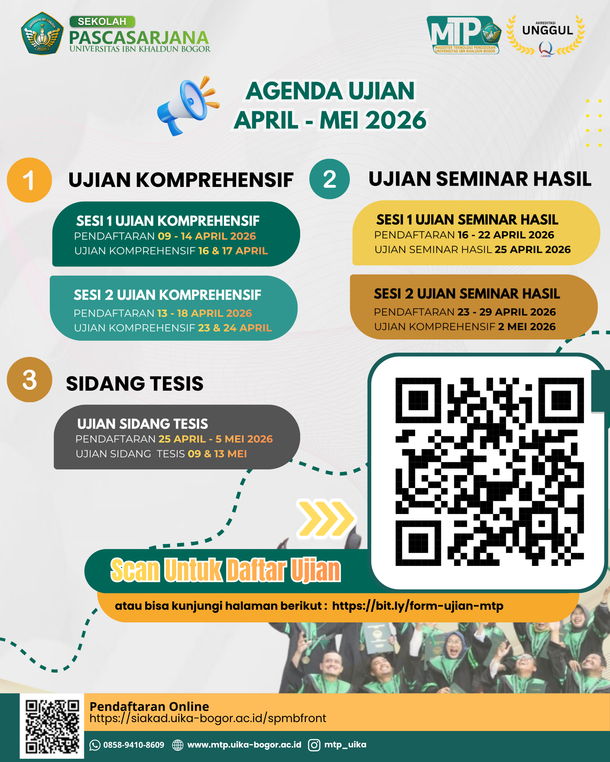 Pengumuman Agenda Ujian Magister Teknologi Pendidikan (MTP) Periode April – Mei 2026